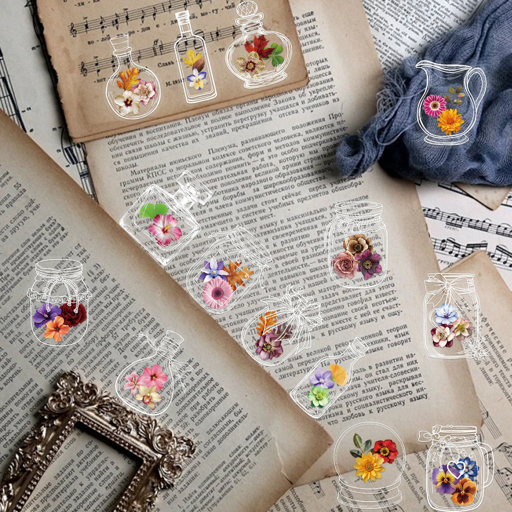Lunira - Bottle Floral Miniature Sticker Pack