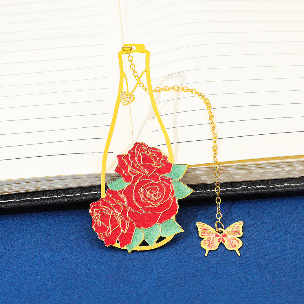Red rose vase bookmark