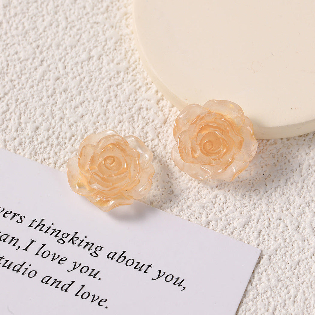 Orange Translucent Rose Flower Craft Embellishment, single variant view