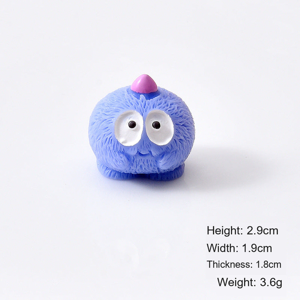 Blue Colorful Round Monster Miniature Figurine, single variant view