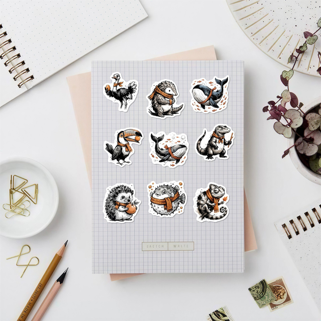 Lunira - Monochrome Woodland Animal Sticker Pack - product view 8