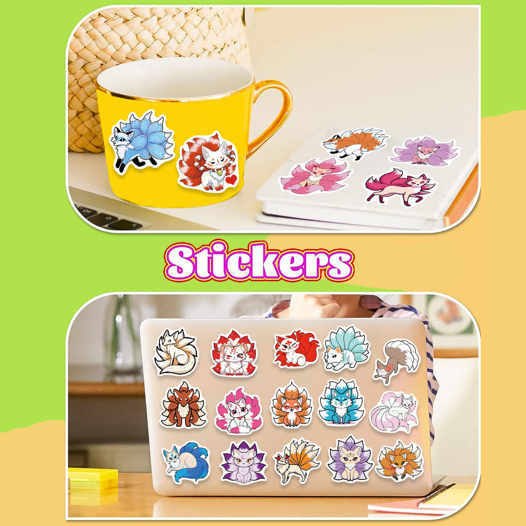 Lunira - Colorful Nine-Tailed Fox Cartoon Sticker Pack