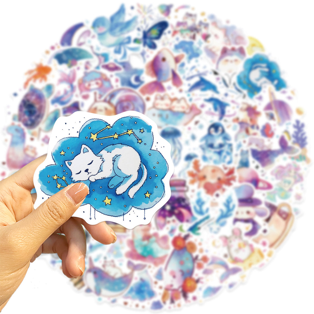 Lunira - Watercolor Galaxy Animal Sticker Pack