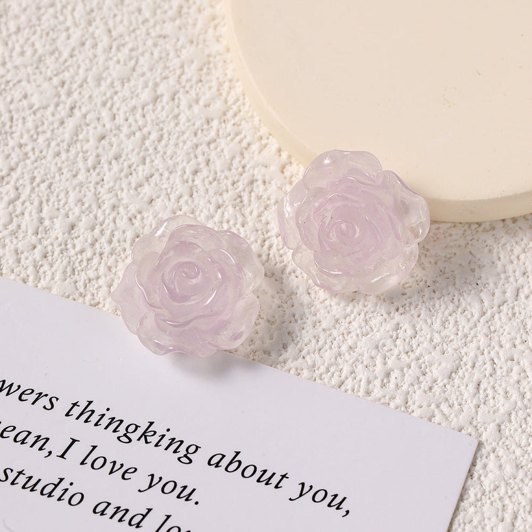 Purple Translucent Rose Flower Craft Embellishment, single variant view
