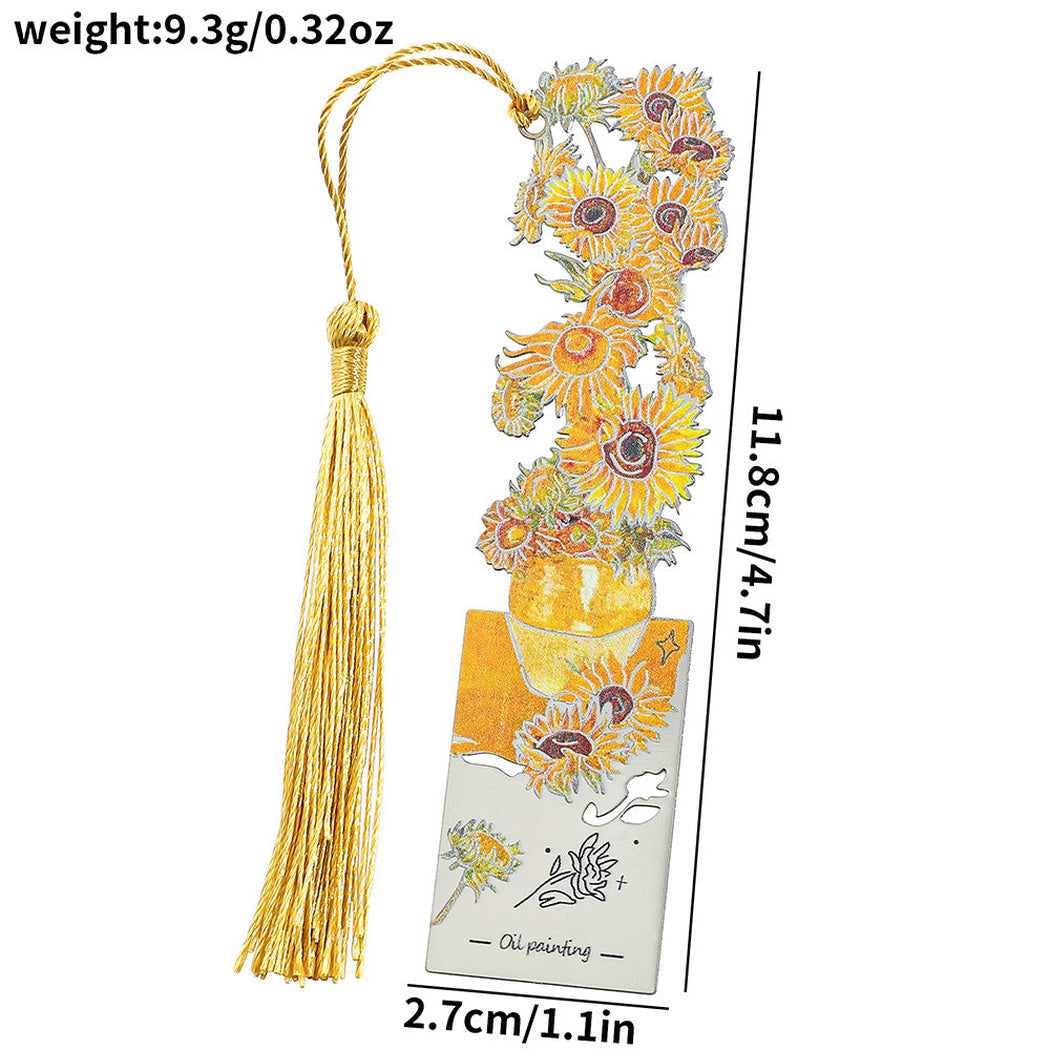 Sunflower art bookmark with dimension labels
