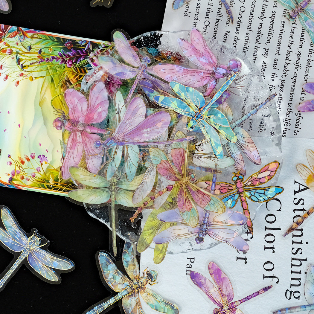 Lunira - Iridescent Dragonfly Colorful Sticker Pack