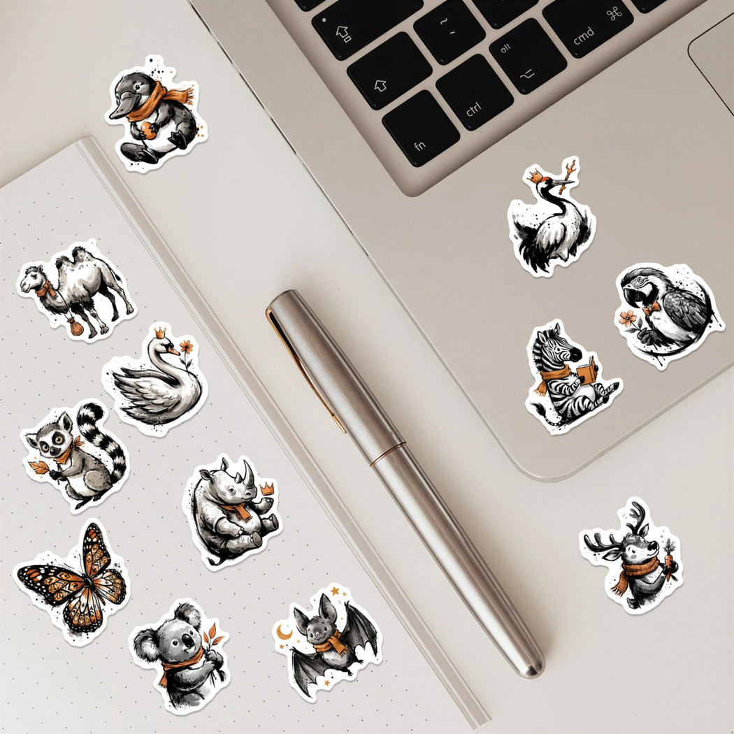 Lunira - Monochrome Woodland Animal Sticker Pack - product view 9