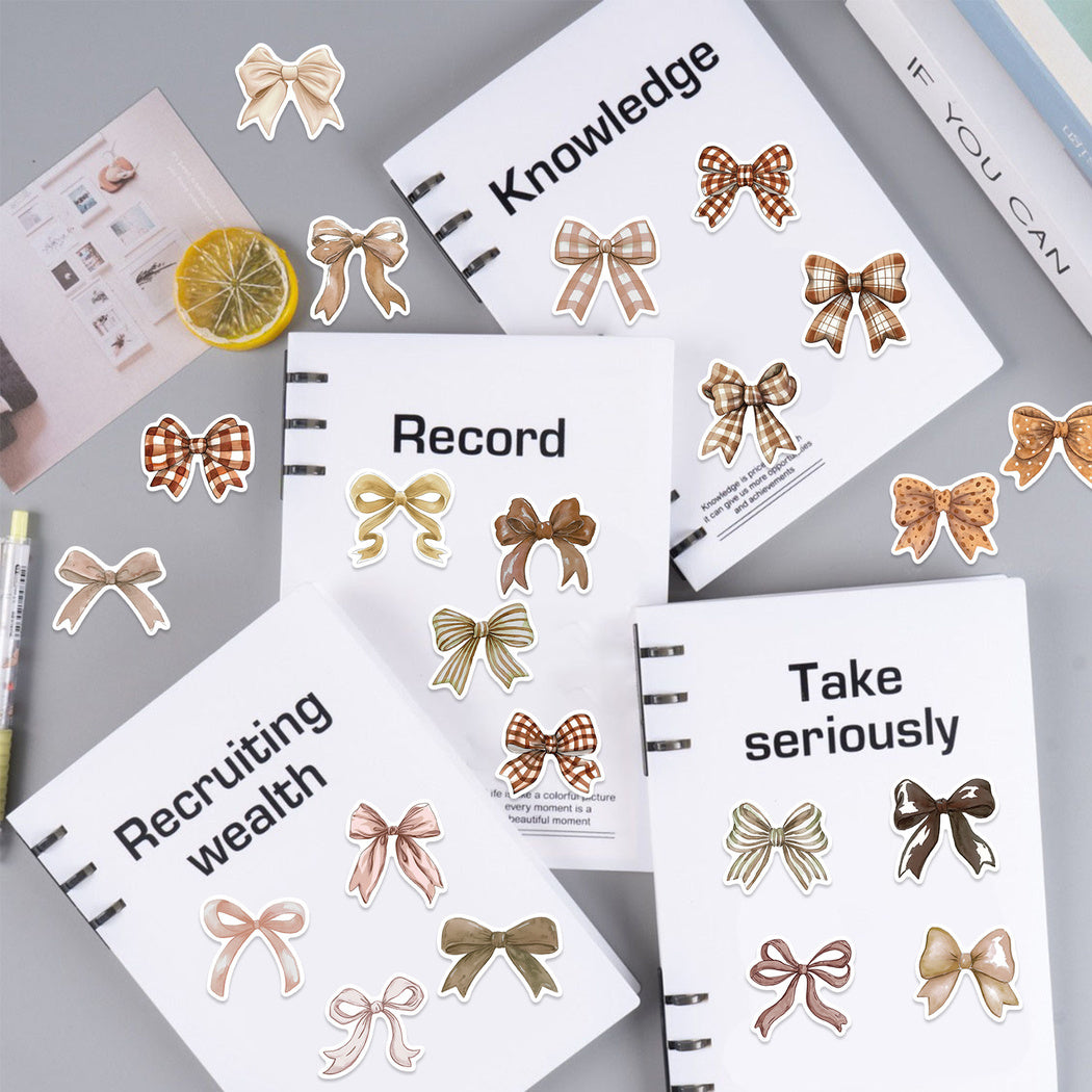 Lunira - Brown Bow Ribbon Sticker Pack