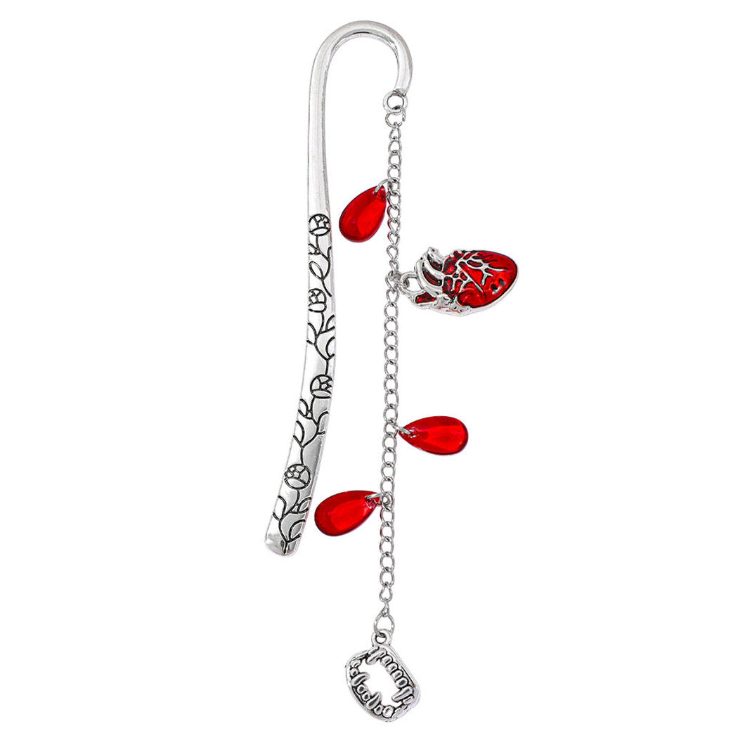 Heart charm gothic bookmark