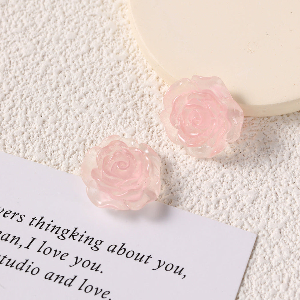 ClearPink Translucent Rose Flower Craft Embellishment, single variant view