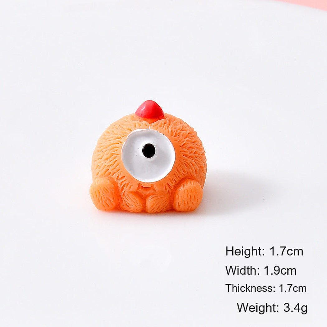 Orange Colorful Round Monster Miniature Figurine, single variant view