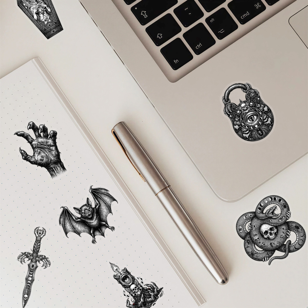 Lunira - Gothic Skull Horror Sticker Pack - product view 10
