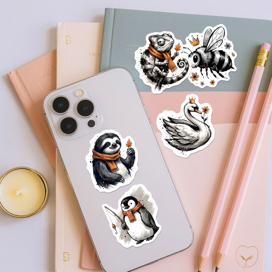 Lunira - Monochrome Woodland Animal Sticker Pack - product view 10
