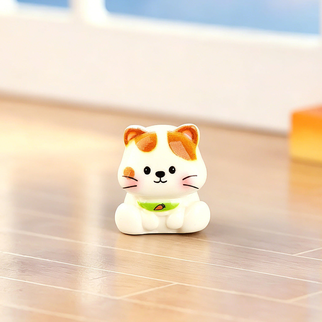 BrownTabby Sitting Cat Color Miniature Figurine, variant view