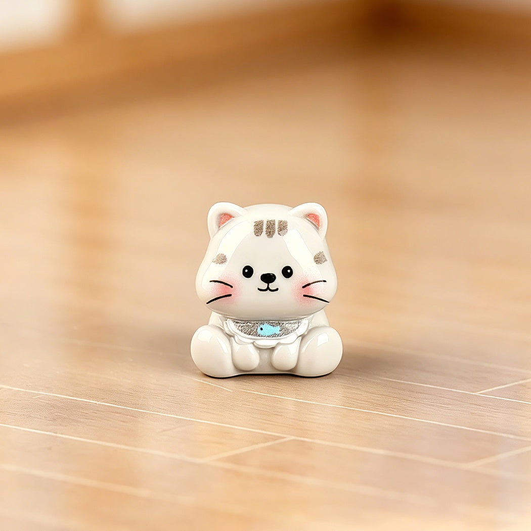 GrayCat Sitting Cat Color Miniature Figurine, variant view