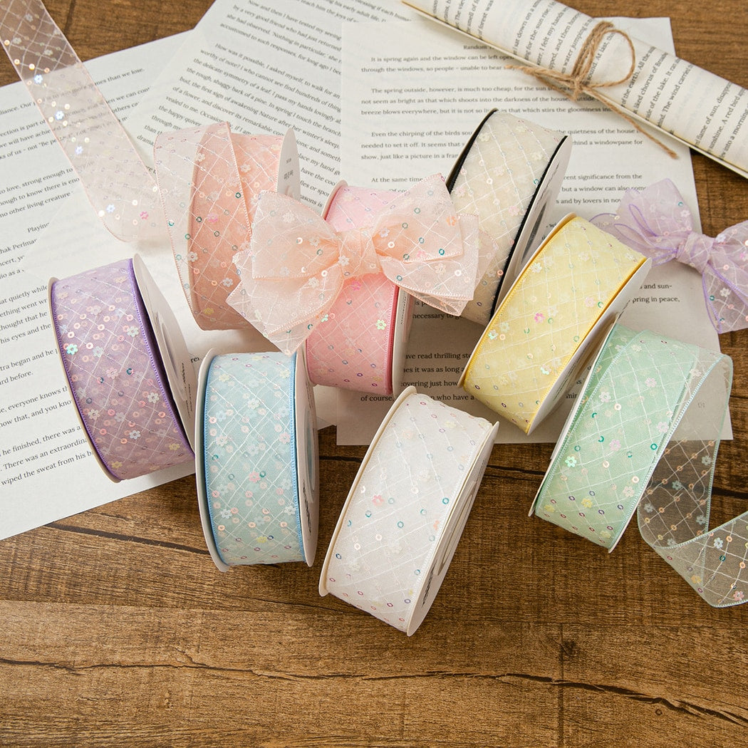 Rivora - DIY Sheer Sequin Grid Tulle Trim Ribbon