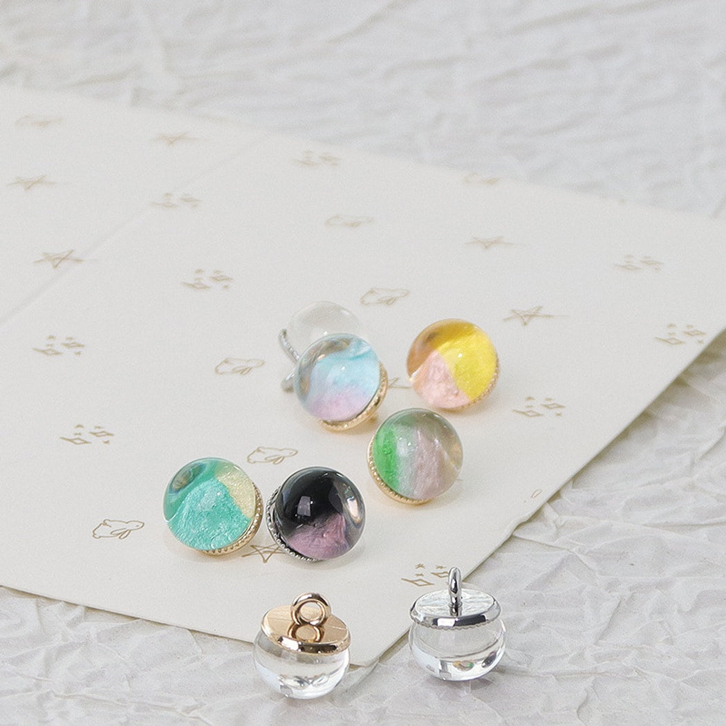 Bunli - DIY 10 Pack Glossy Orb Design Detail Button