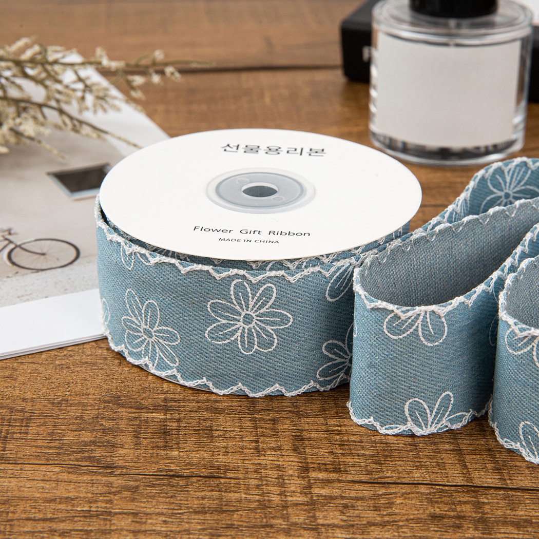 Rivora - DIY Denim Style Floral Pattern Ribbon