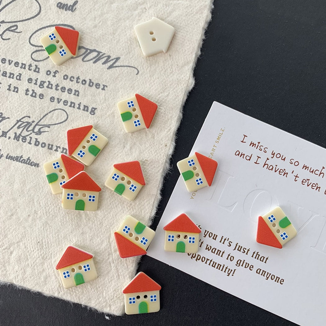 Bunli - DIY 10 Pack House Shape Two Hole Buttons