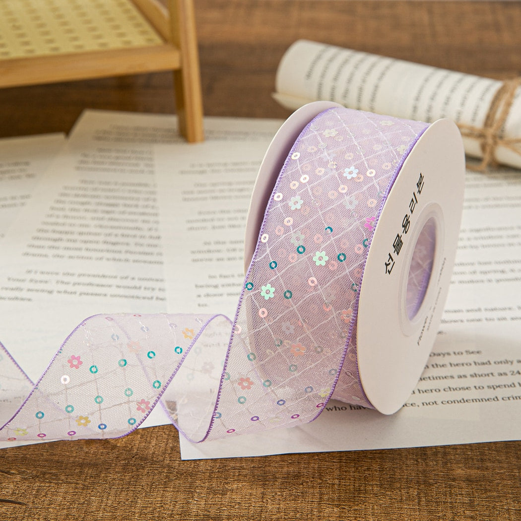 Rivora - DIY Sheer Sequin Grid Tulle Trim Ribbon
