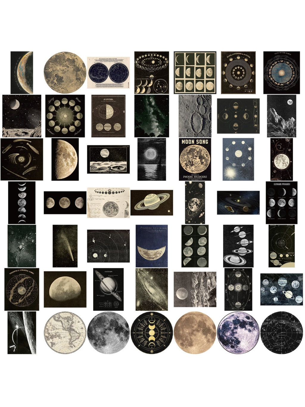 Lunira - Vintage Celestial Planet 50 Sheets Stickers pack Oria & Co