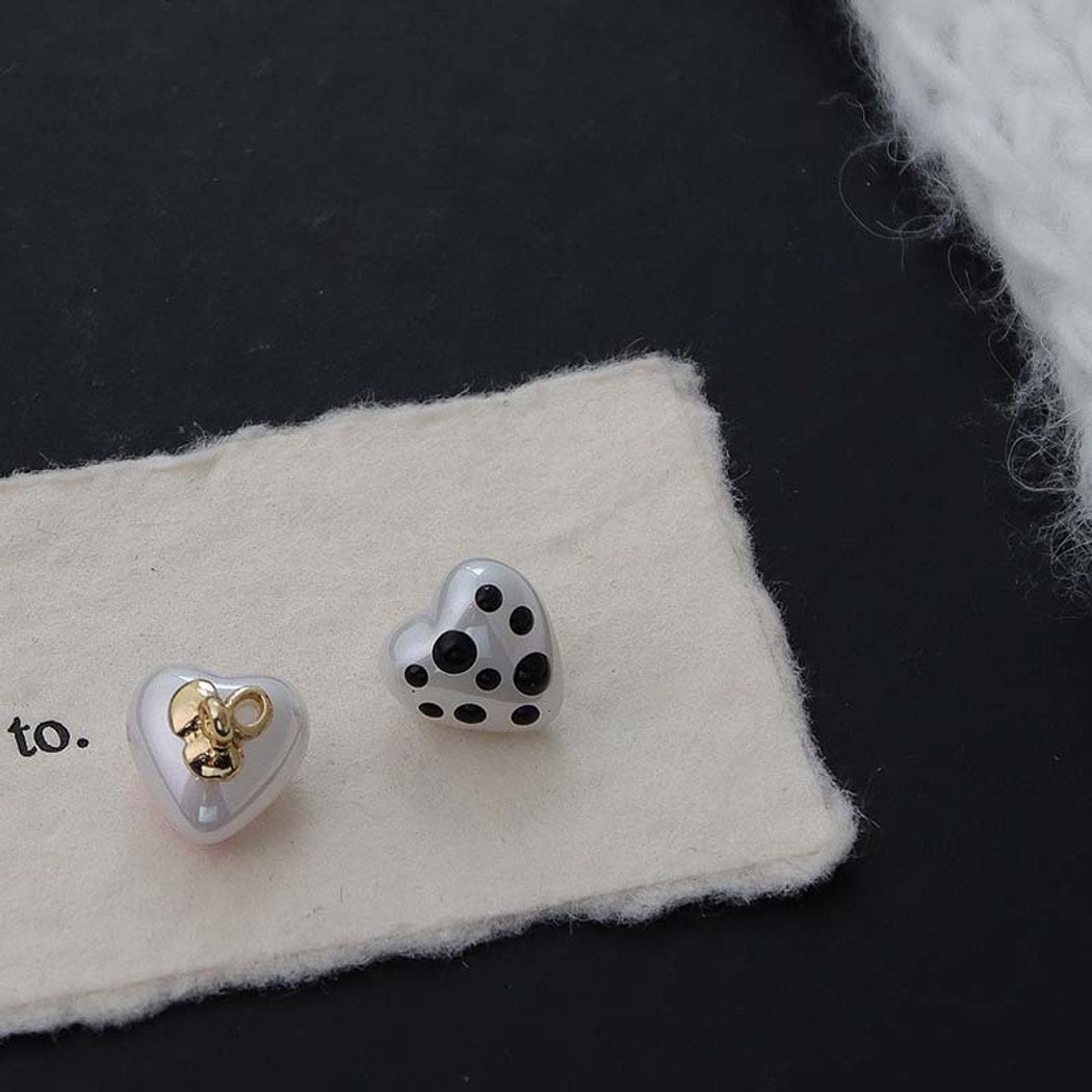 Bunli - DIY 10 Pack Heart Shaped Polka Dots Buttons
