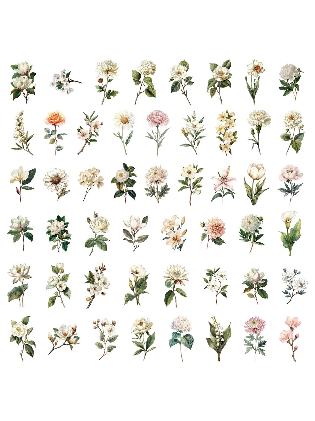 Lunira - Vintage Flower Branch Printed Stickers pack Oria & Co
