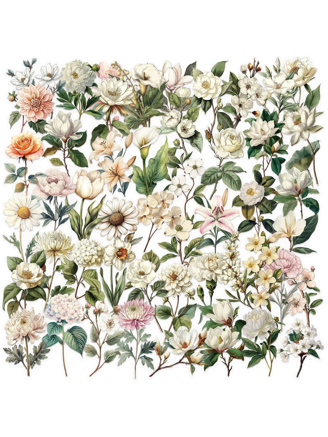 Lunira - Vintage Flower Branch Printed Stickers pack Oria & Co