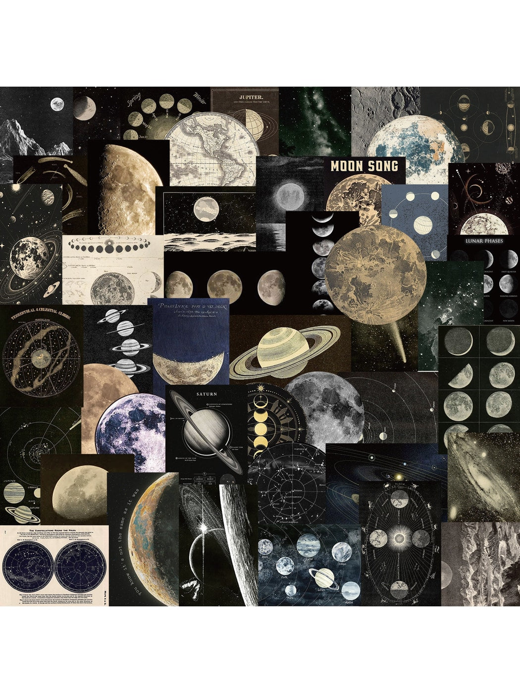 Lunira - Vintage Celestial Planet 50 Sheets Stickers pack Oria & Co