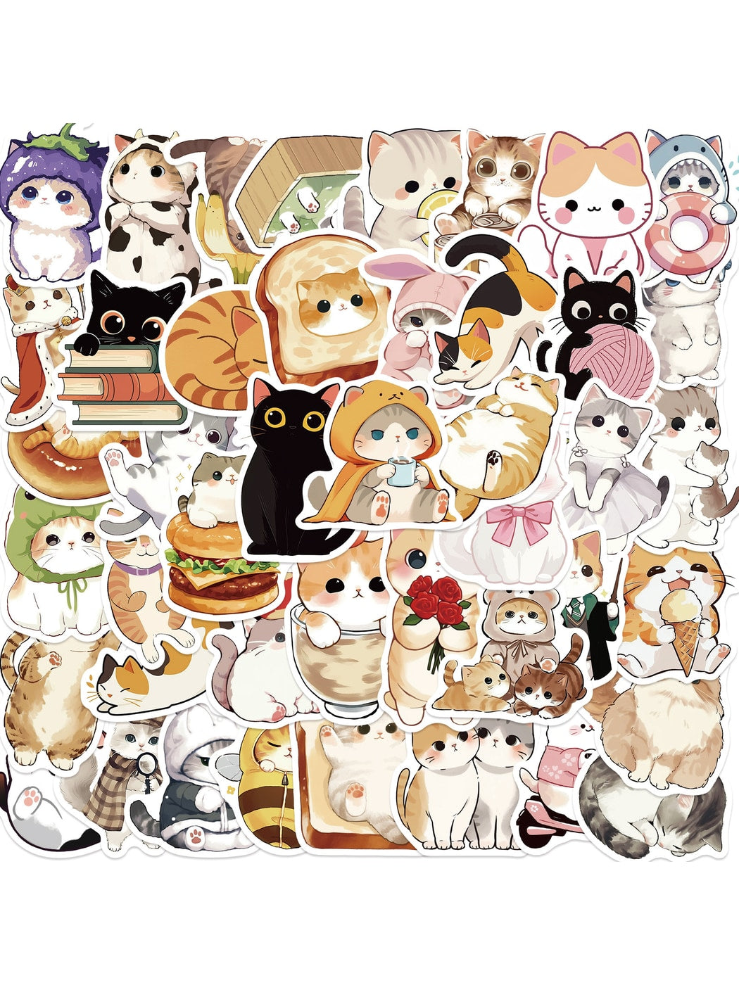Lunira - Cute Cat Stickers Pack 50 Cartoon Stickers pack Oria & Co
