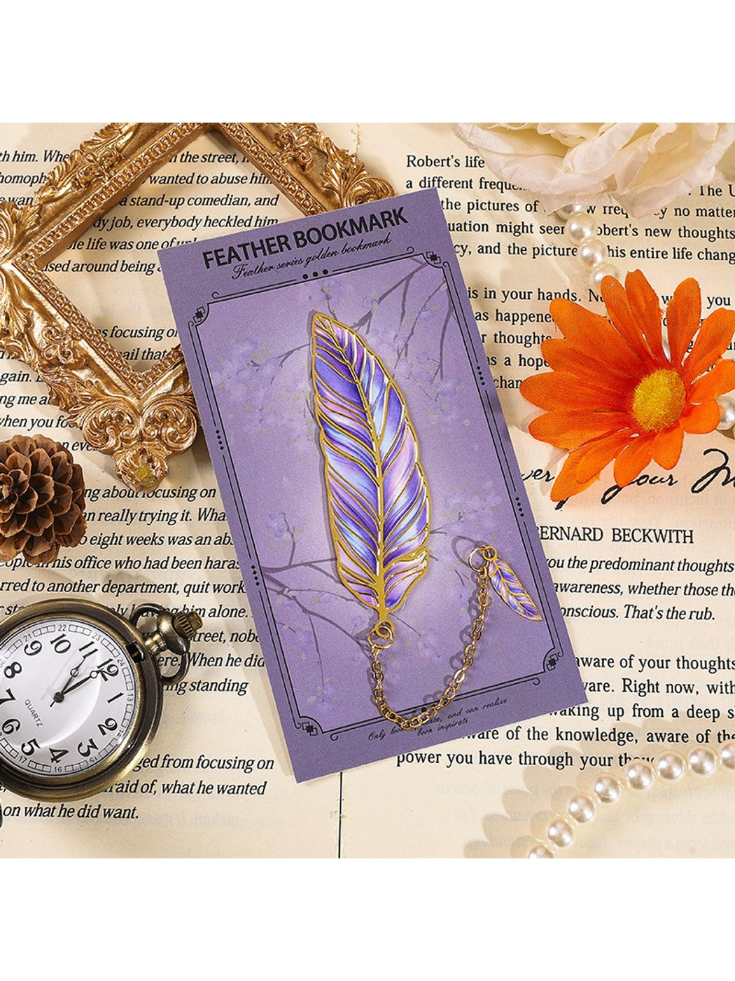 Novellea - Ornate Feather Shaped Classic Metal Bookmark Oria & Co