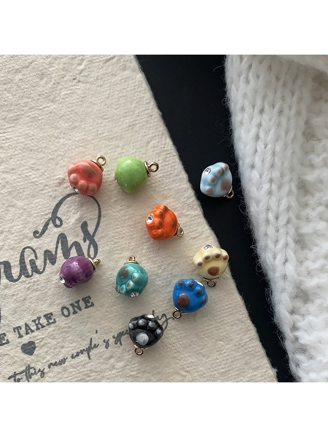 Bunli - 10-Pack DIY Ceramic Paw Metal Shank Button Oria & Co