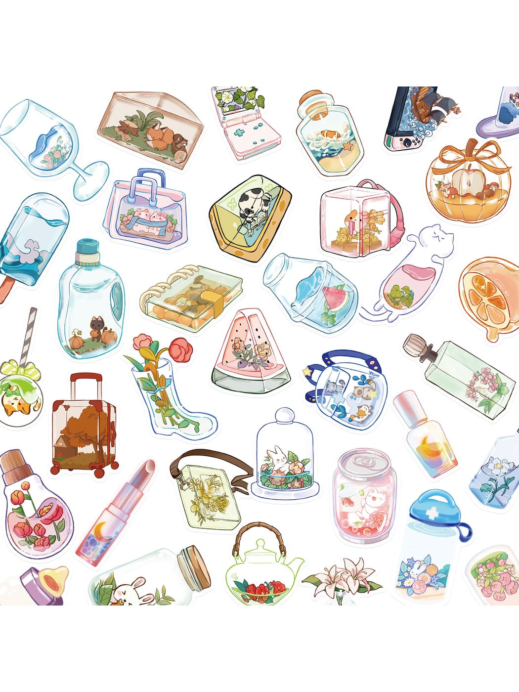 Lunira - Transparent Illustrated Object Design Stickers pack Oria & Co