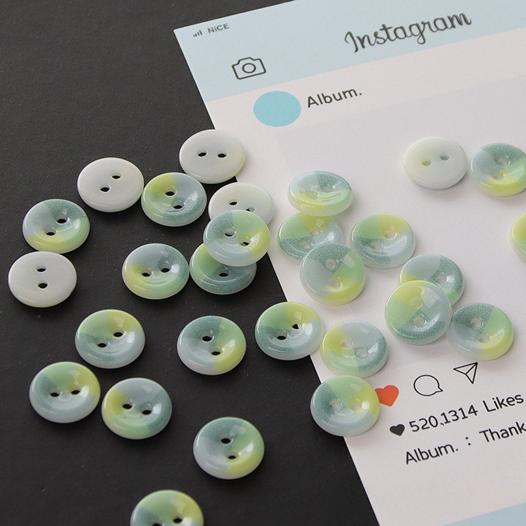 Bunli - DIY 10 Pack Round Ceramic Two Hole Buttons