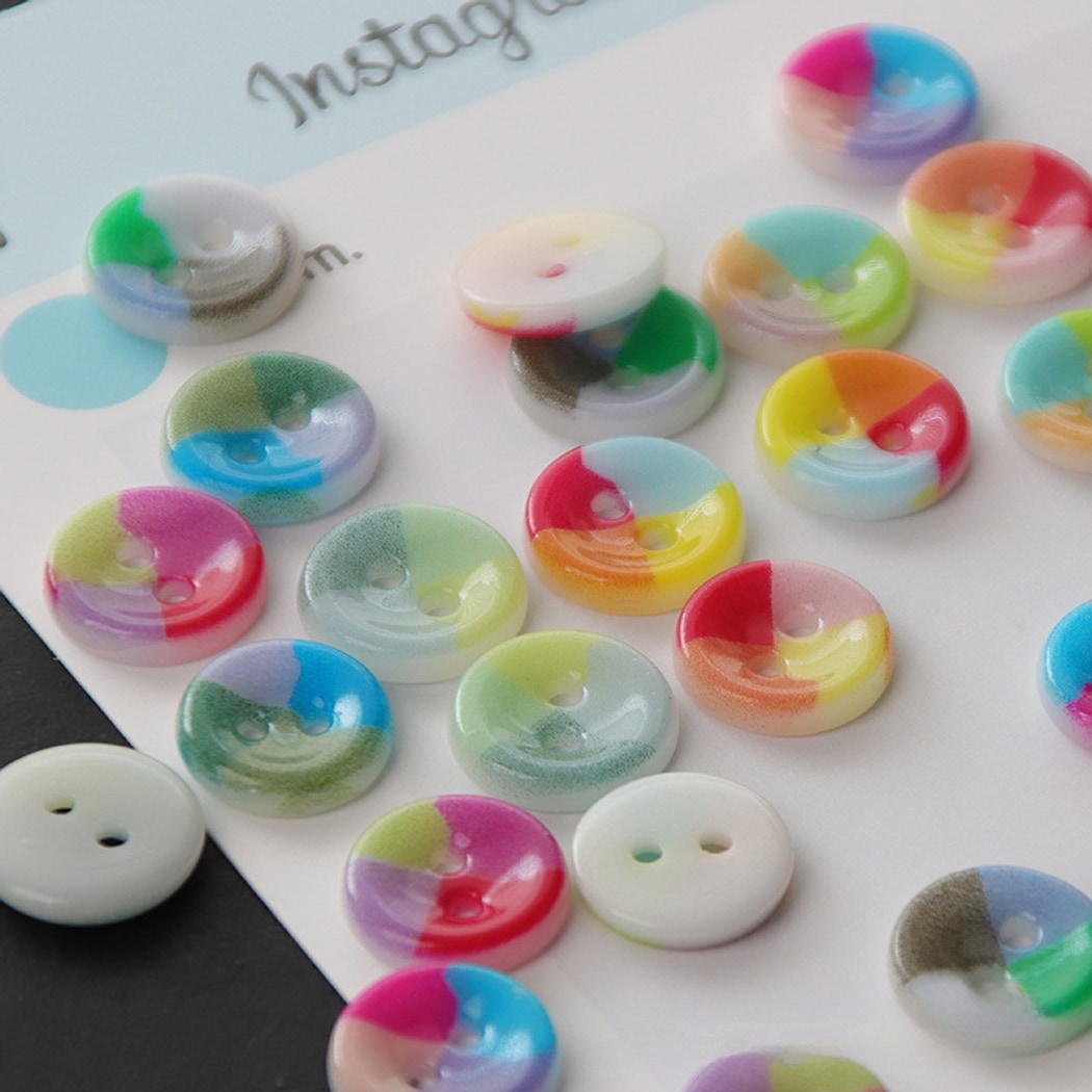 Bunli - DIY 10 Pack Round Ceramic Two Hole Buttons