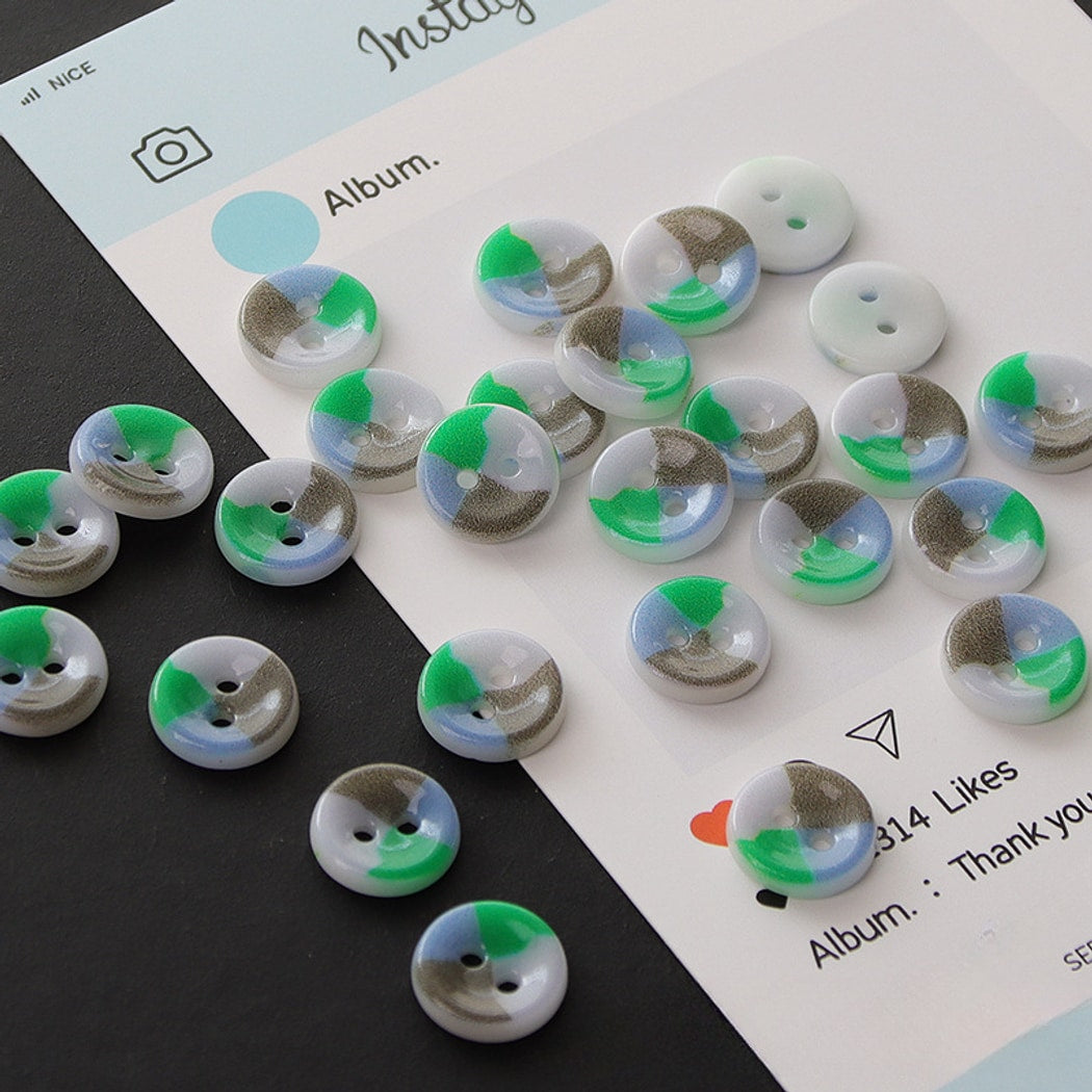 Bunli - DIY 10 Pack Round Ceramic Two Hole Buttons