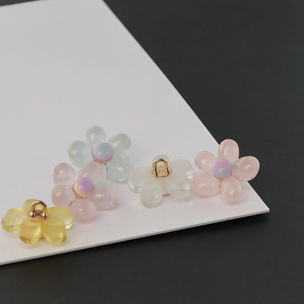 Bunli - 10-Pack DIY Cute Flower Plastic Button