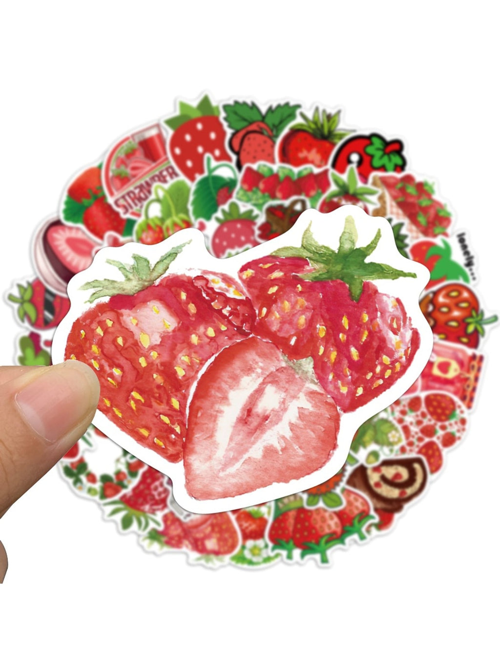 Lunira - 50 Piece Cute Cartoon Strawberry Stickers Pack Oria & Co