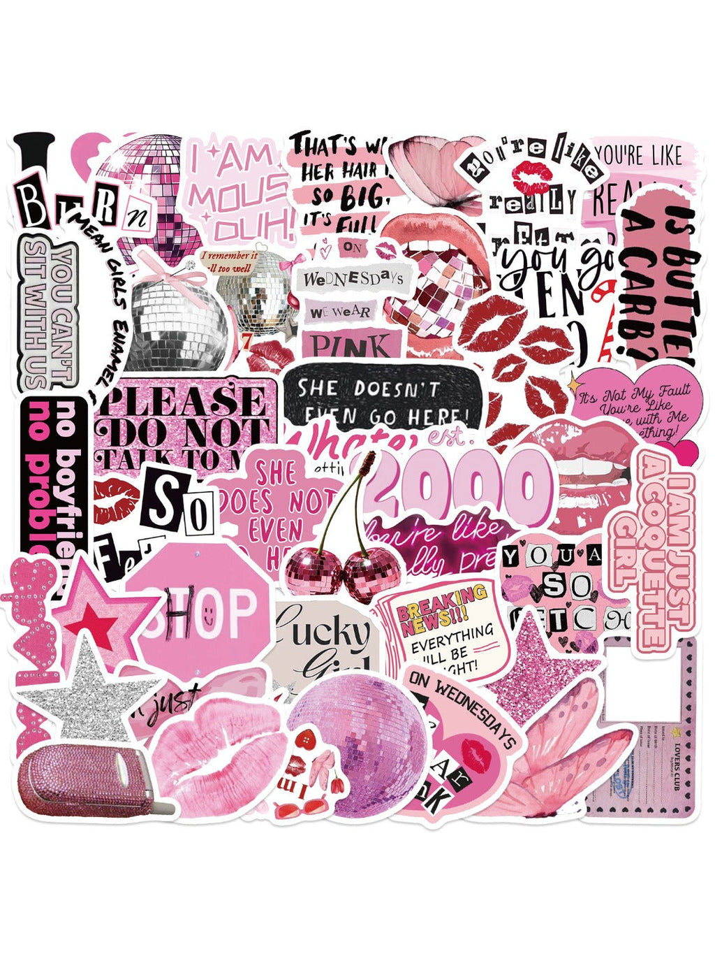 Pink graffiti style sticker with abstract shapes and bold lines