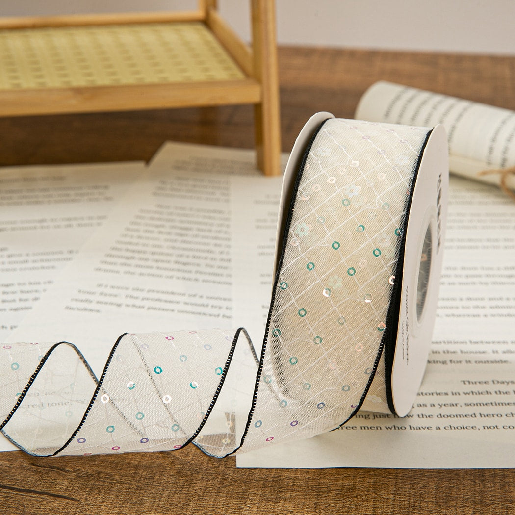 Rivora - DIY Sheer Sequin Grid Tulle Trim Ribbon
