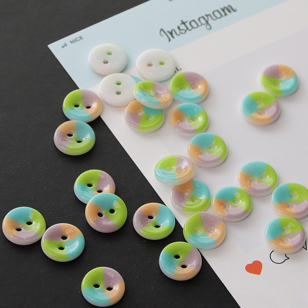 Bunli - DIY 10 Pack Round Ceramic Two Hole Buttons