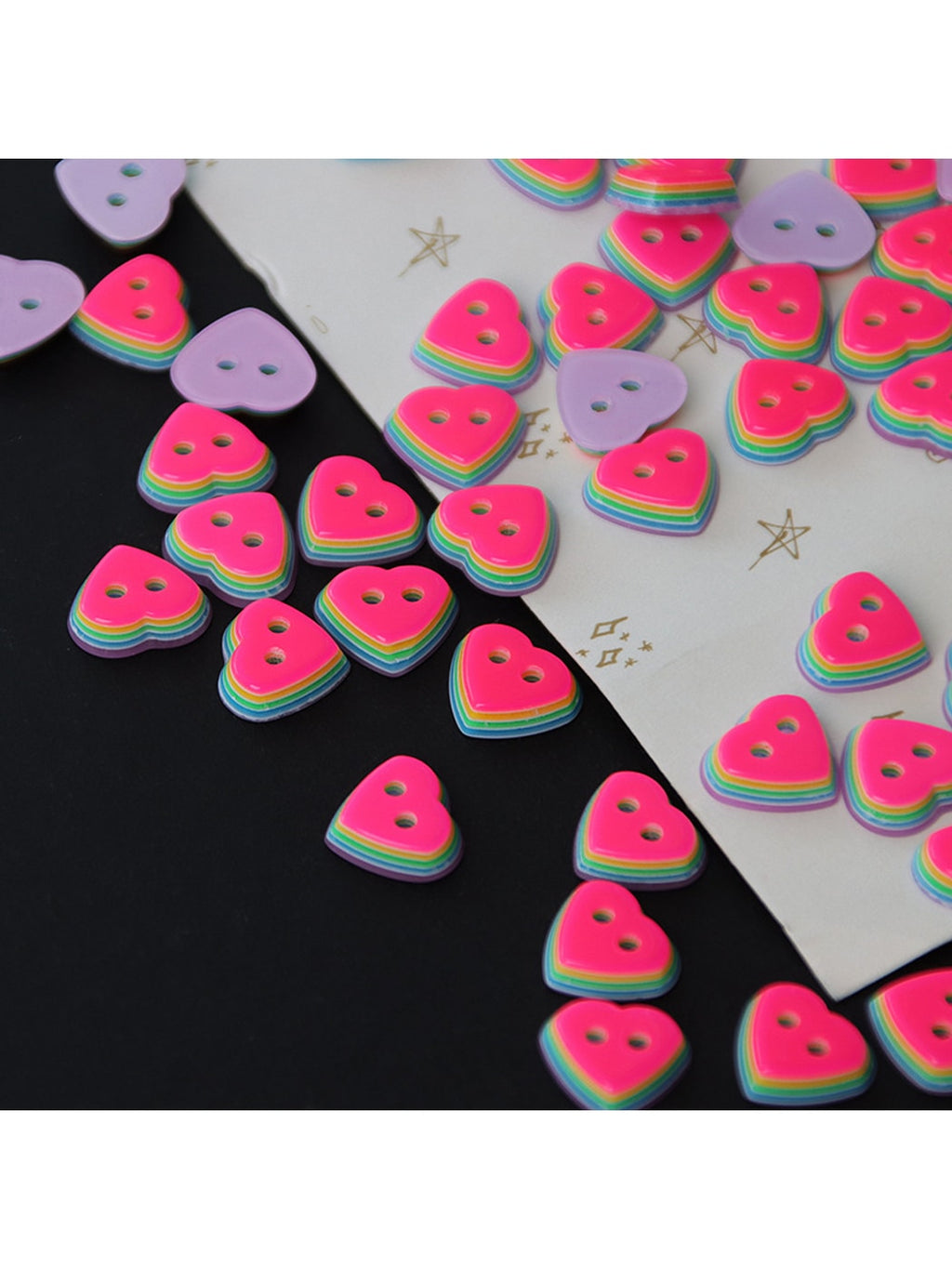 Bunli - 10 Heart Shaped Two-Hole Synthetic Buttons Oria & Co