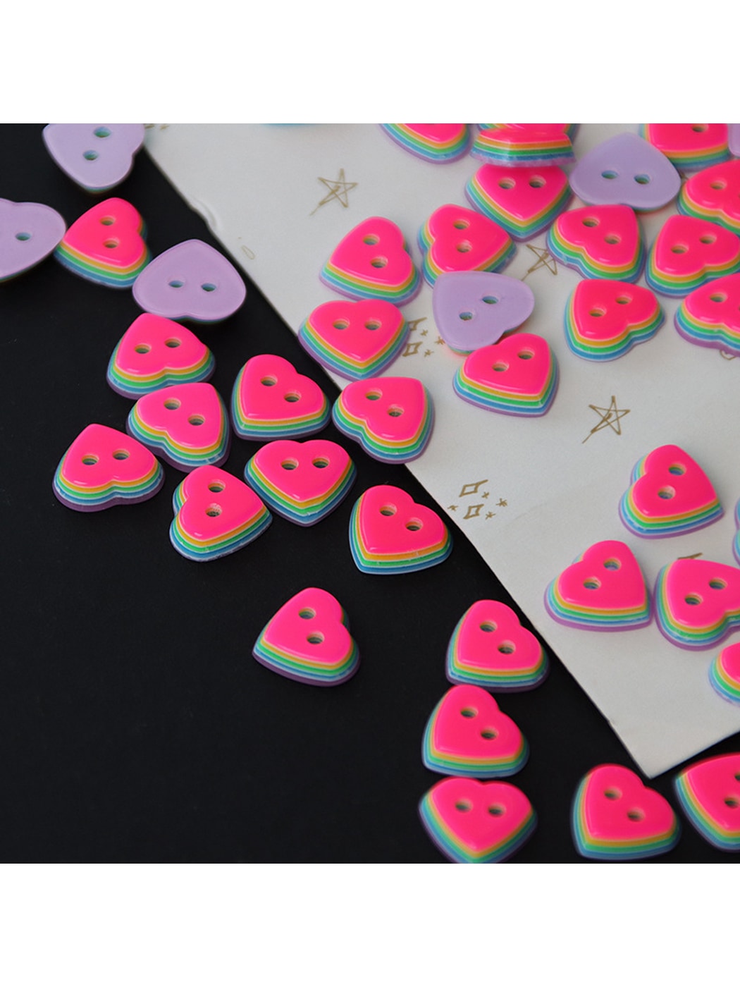 Bunli - 10 Heart Shaped Two-Hole Synthetic Buttons Oria & Co