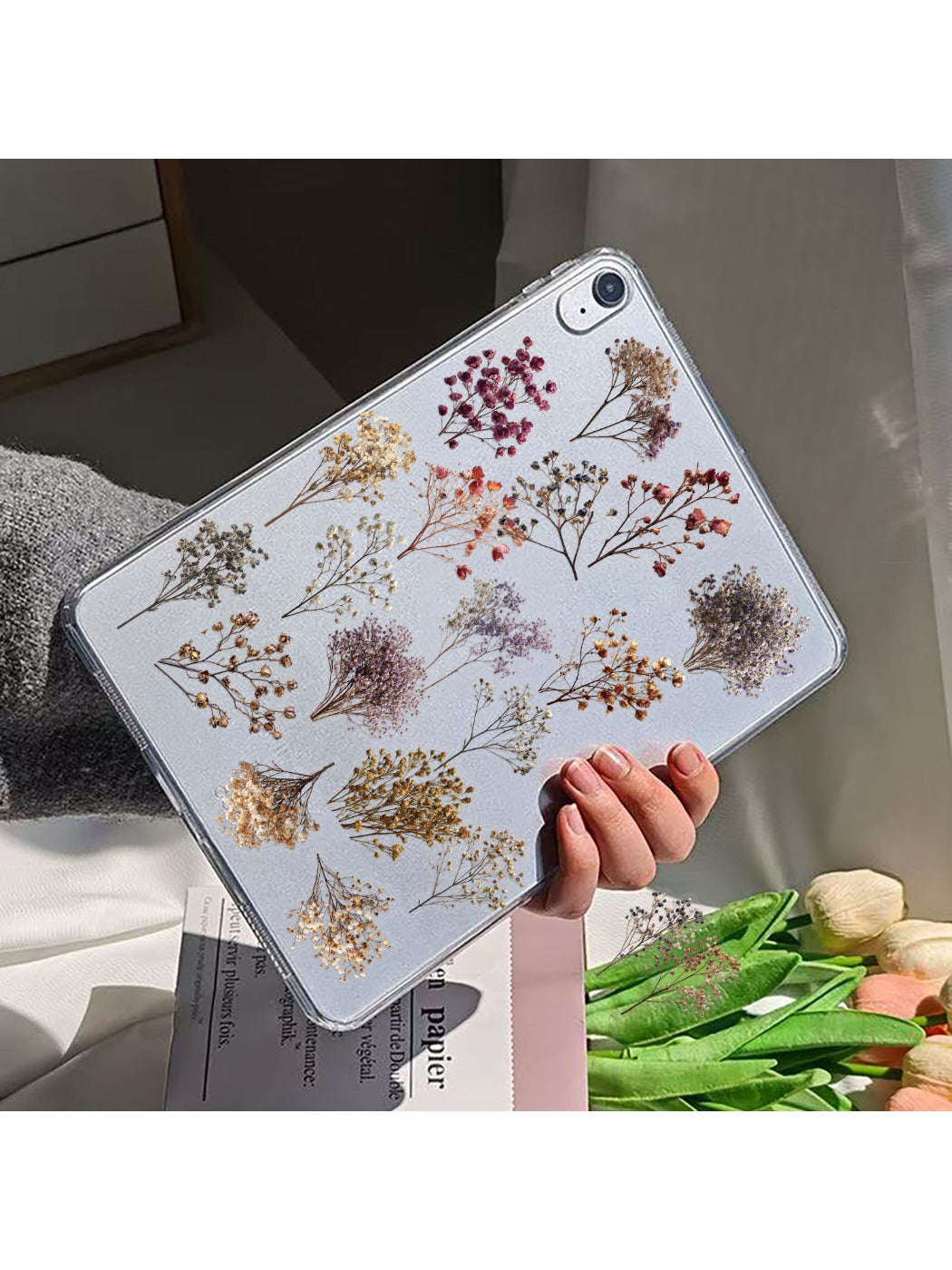 Sheet of Lunira vintage floral stickers showing detailed petals and leaves in soft colors