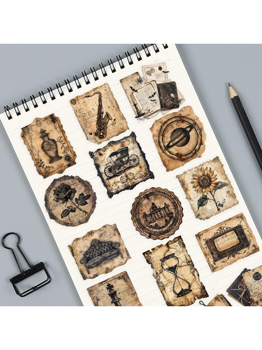 Lunira - Vintage Art Paper and PET Decorative Stickers pack Oria & Co