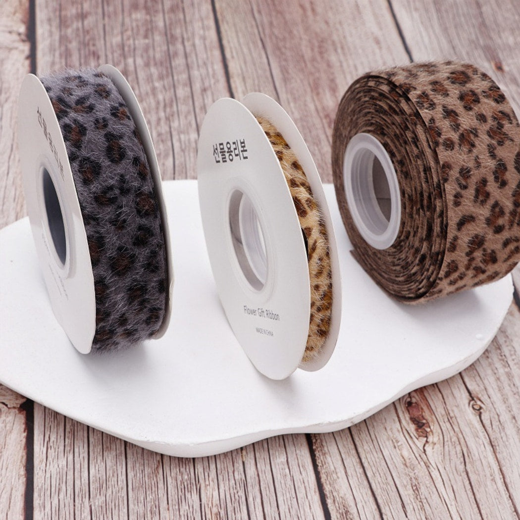 Rivora - DIY Leopard Print Plush Decorative Trim Ribbon