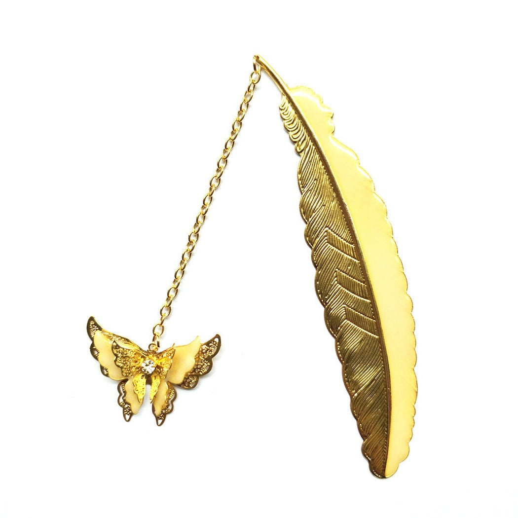 Novellea - Feather-Shaped Butterfly-Charm Bookmark