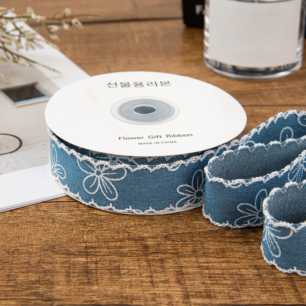 Rivora - DIY Denim Style Floral Pattern Ribbon
