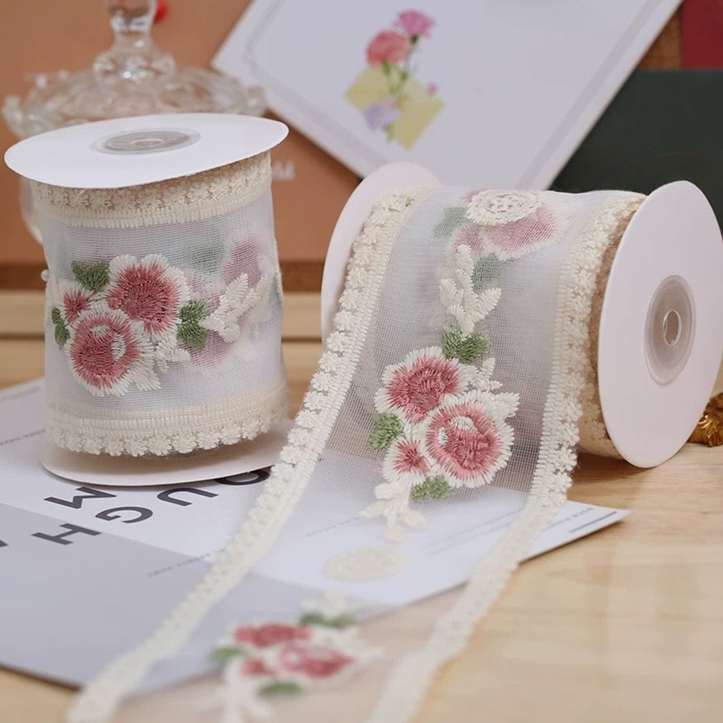 Rivora - DIY Rose Embroidery Lace Decorative Ribbon