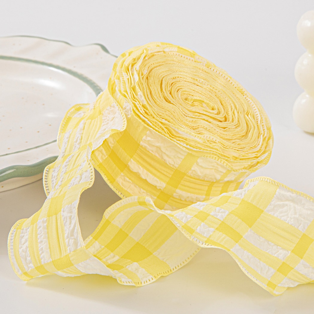 Rivora - DIY Ruffled Check Pleated Polyester Ribbon